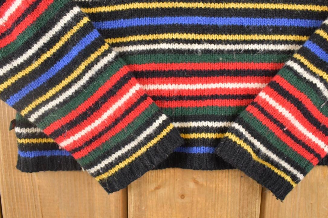 Vintage 1990s Ralph Lauren Striped Knit Crewneck Sweater Women's S / Abstract Pattern 3D Knitted Sweatshirt from propervintagecanada