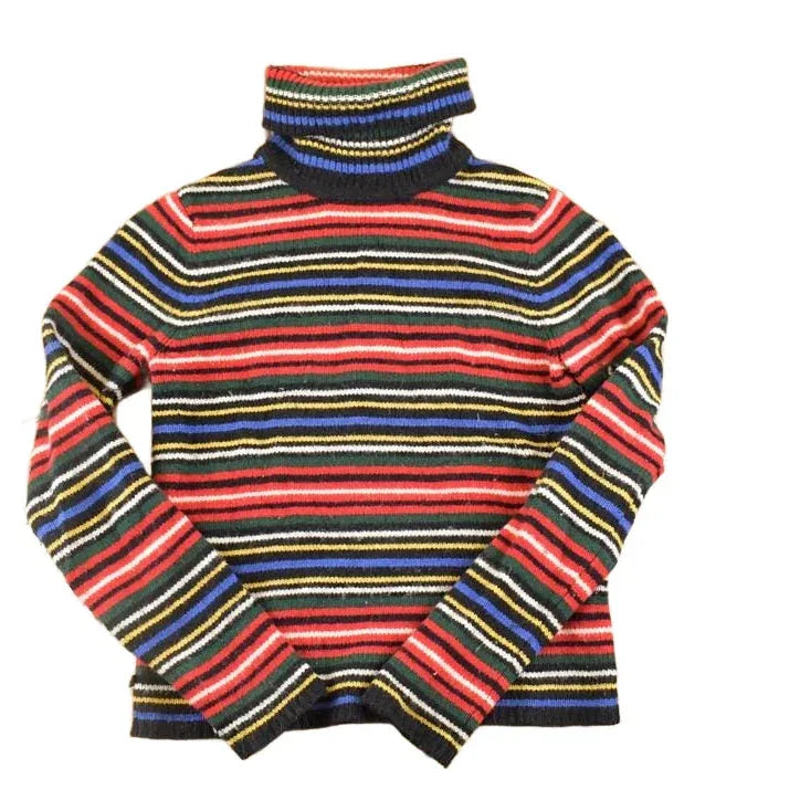 Vintage 1990s Ralph Lauren Striped Knit Crewneck Sweater Women's S / Abstract Pattern 3D Knitted Sweatshirt from propervintagecanada