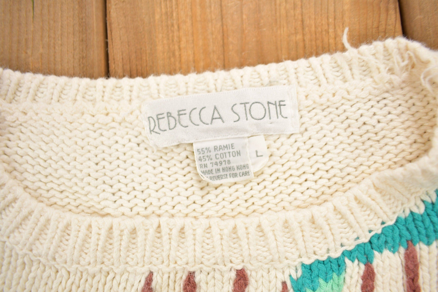 Vintage 1990s Rebecca Stone Floral Embroidered Knitted Sweater Women's M from propervintagecanada