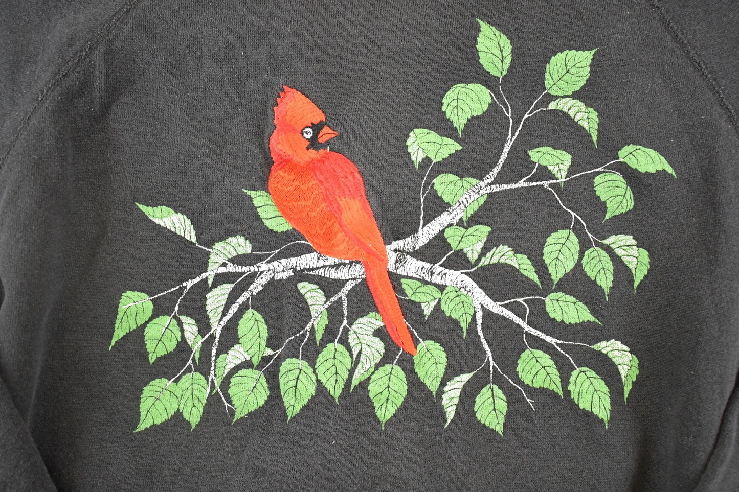 Vintage 1990s Red Cardinal Collared Souvenir Sweatshirt Women's L / 90's Tourist Vacation Embroidered Sweater from propervintagecanada