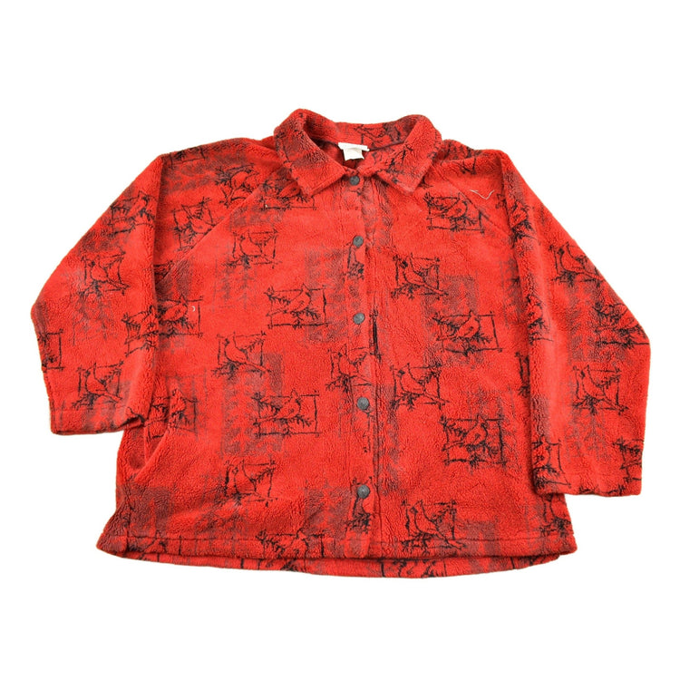 Vintage 1990s Red Cardinal Theme Fleece Sweater Men's XL from propervintagecanada