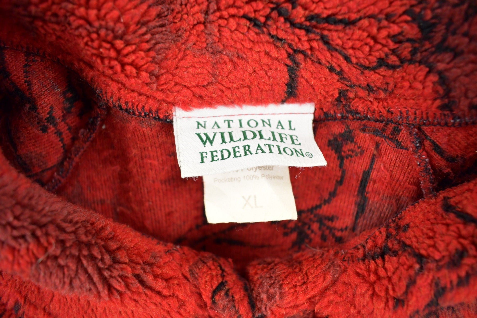 Vintage 1990s Red Cardinal Theme Fleece Sweater Men's XL from propervintagecanada