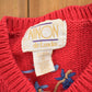 Vintage 1990s Red Floral Theme Embroidered Knit Cardigan Sweater Women's M from propervintagecanada