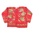 Vintage 1990s Red Floral Theme Embroidered Knit Cardigan Sweater Women&