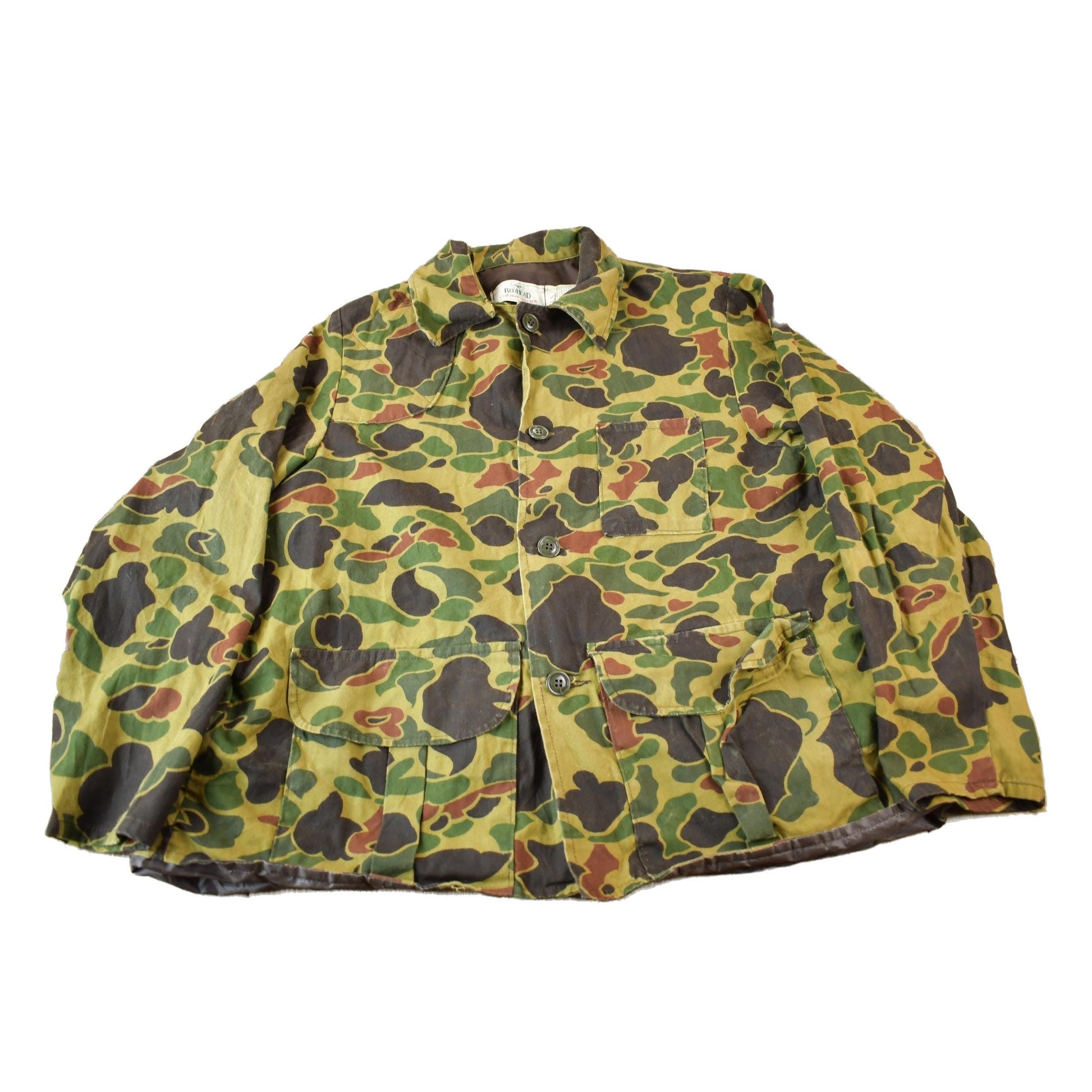 Vintage 1990s Red Head Frog Skin Camo All Over Print Jacket Size XL Men's XL from propervintagecanada