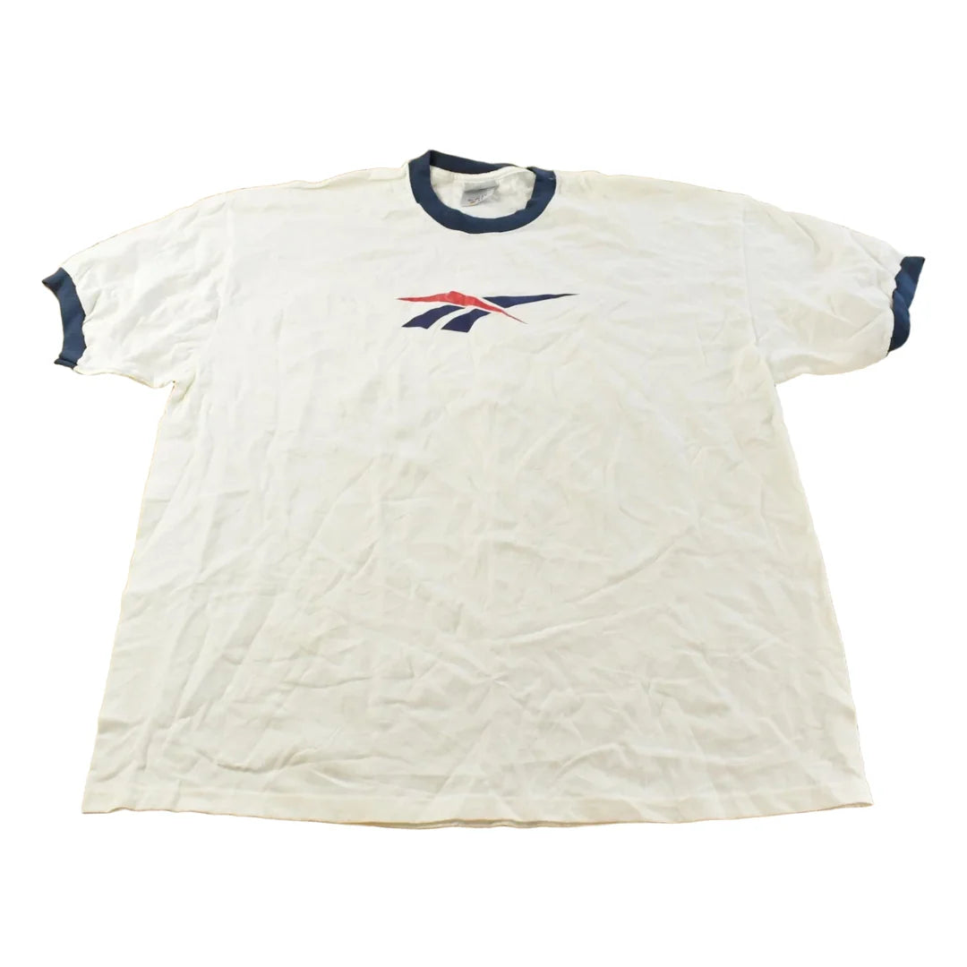 Vintage 1990s Reebok Logo Ringer Graphic T Shirt Mens XL from propervintagecanada