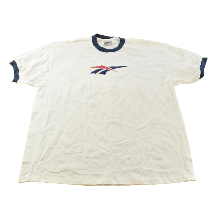 Vintage 1990s Reebok Logo Ringer Graphic T Shirt Mens XL from propervintagecanada