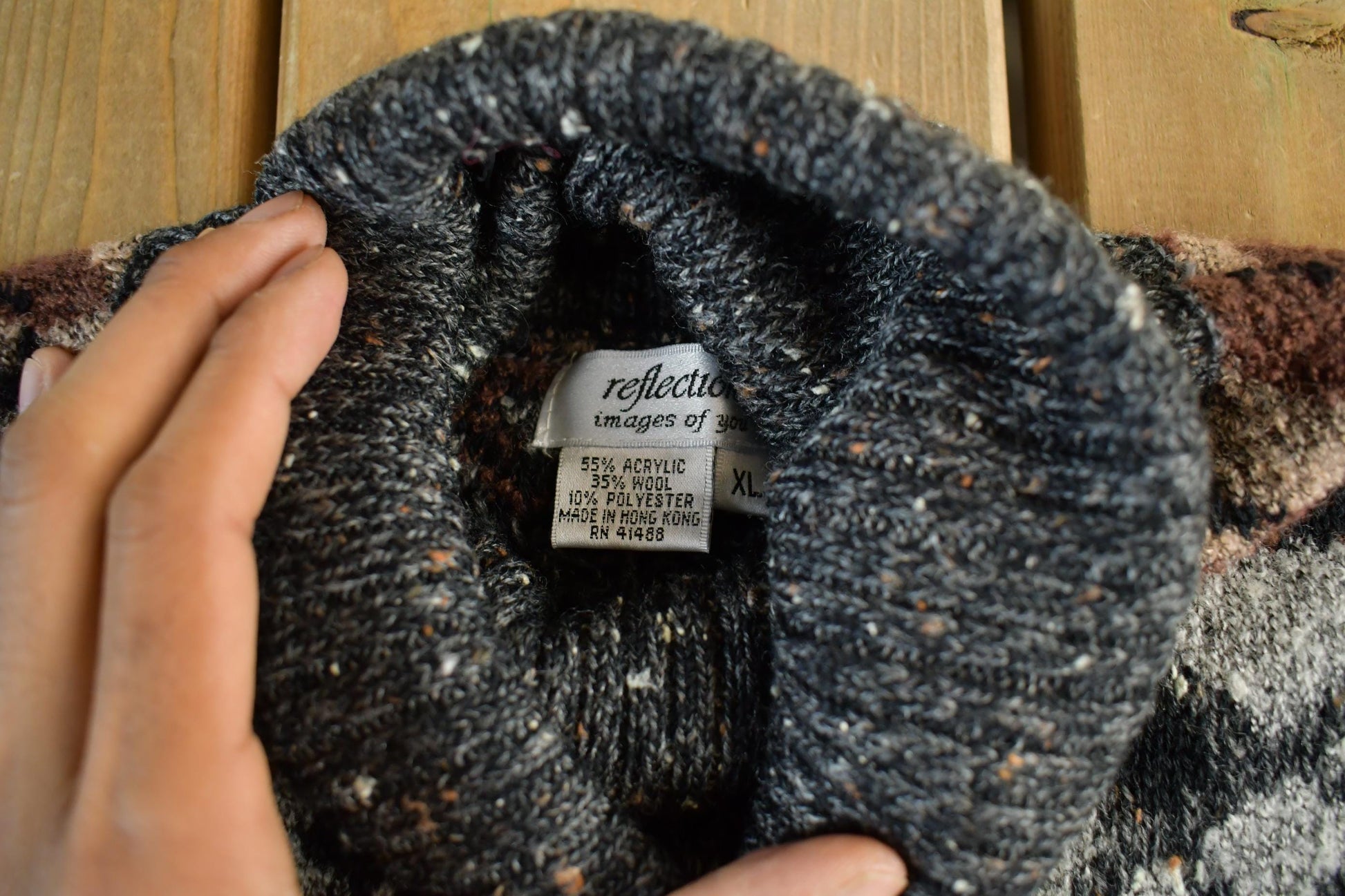 Vintage 1990s Reflections Knit Turtleneck Sweater Women's XL from propervintagecanada