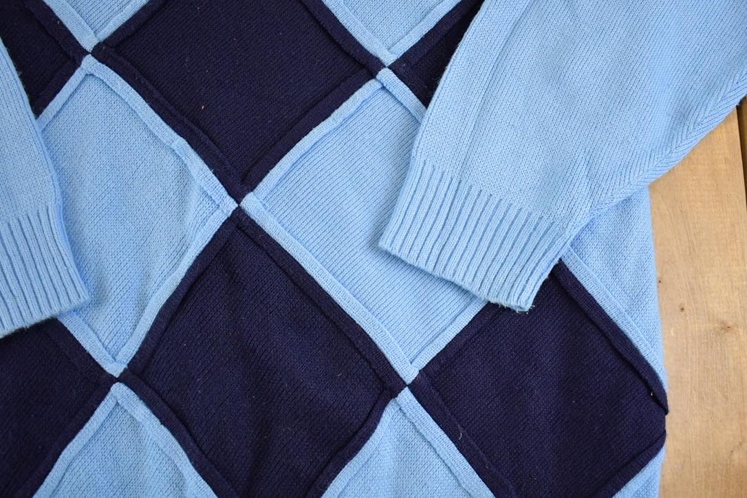 Vintage 1990s Regal Dean Checkered Turtleneck Knit Sweater Men's L from propervintagecanada