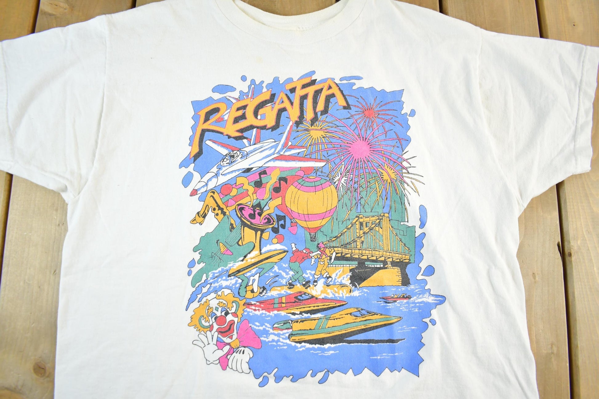 Vintage 1990s Regatta Festival Graphic Print T-Shirt Women's XL from propervintagecanada