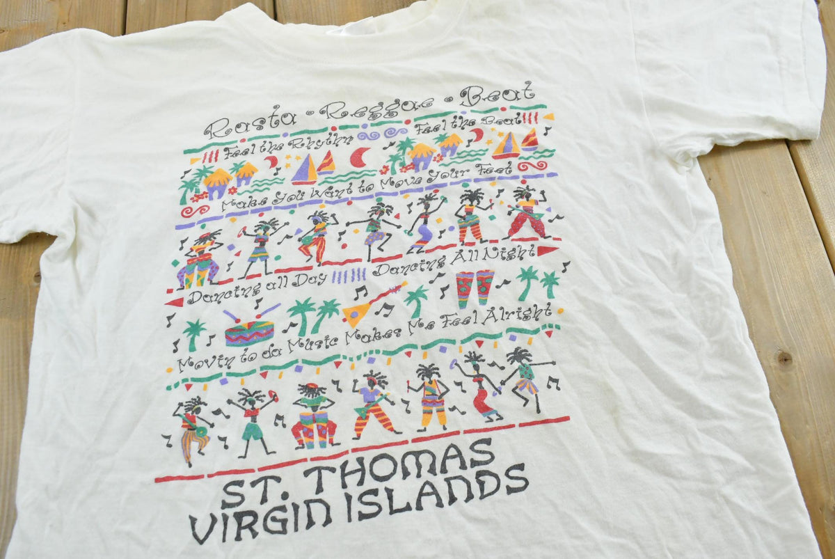 Vintage 1990s Reggae Thomas US Virgin Islands Souvenir Travel T-Shirt Mens M from propervintagecanada