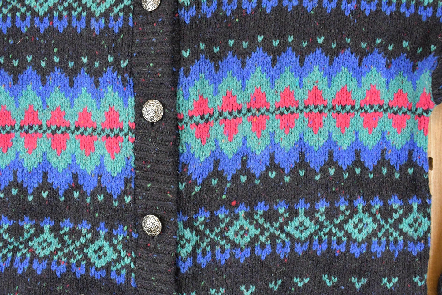 Vintage 1990s Rei Abstract Knit Cardigan Sweater Men's M from propervintagecanada