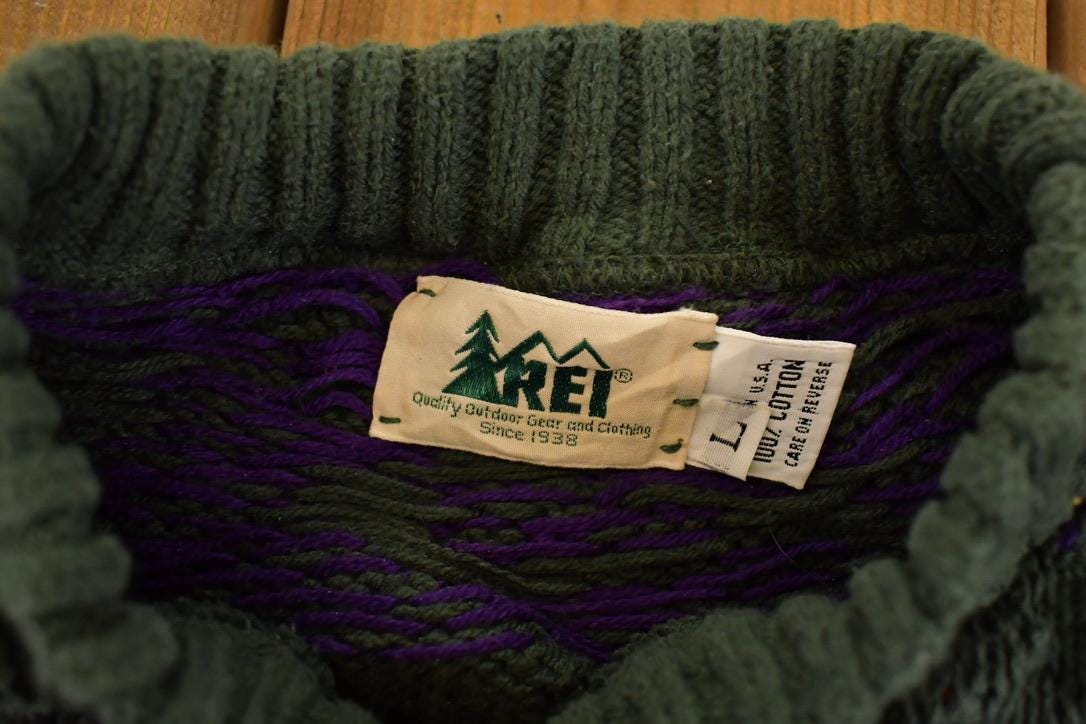 Vintage 1990s Rei Chunky Cable Knit Crewneck Sweater Men's M from propervintagecanada
