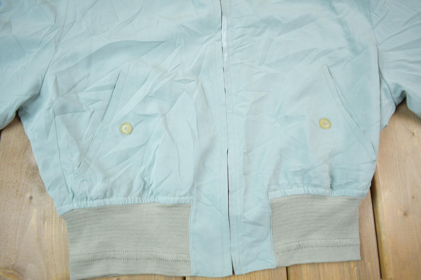 Vintage 1990s Reporter Light Green Light Weight Windbreaker Bomber Jacket Men's Large from propervintagecanada