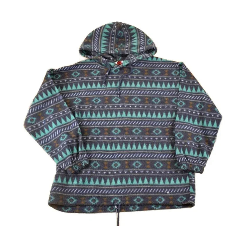 Vintage 1990s Republic Aztec Fleece Hoodie Sweatshirt Men's L from propervintagecanada