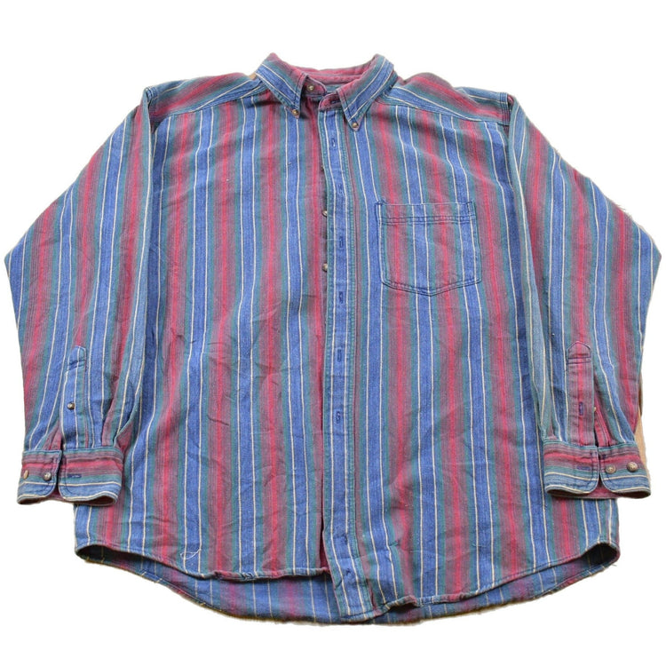 Vintage 1990s Review By Baxter Striped Button Up Shirt Men's Large from propervintagecanada