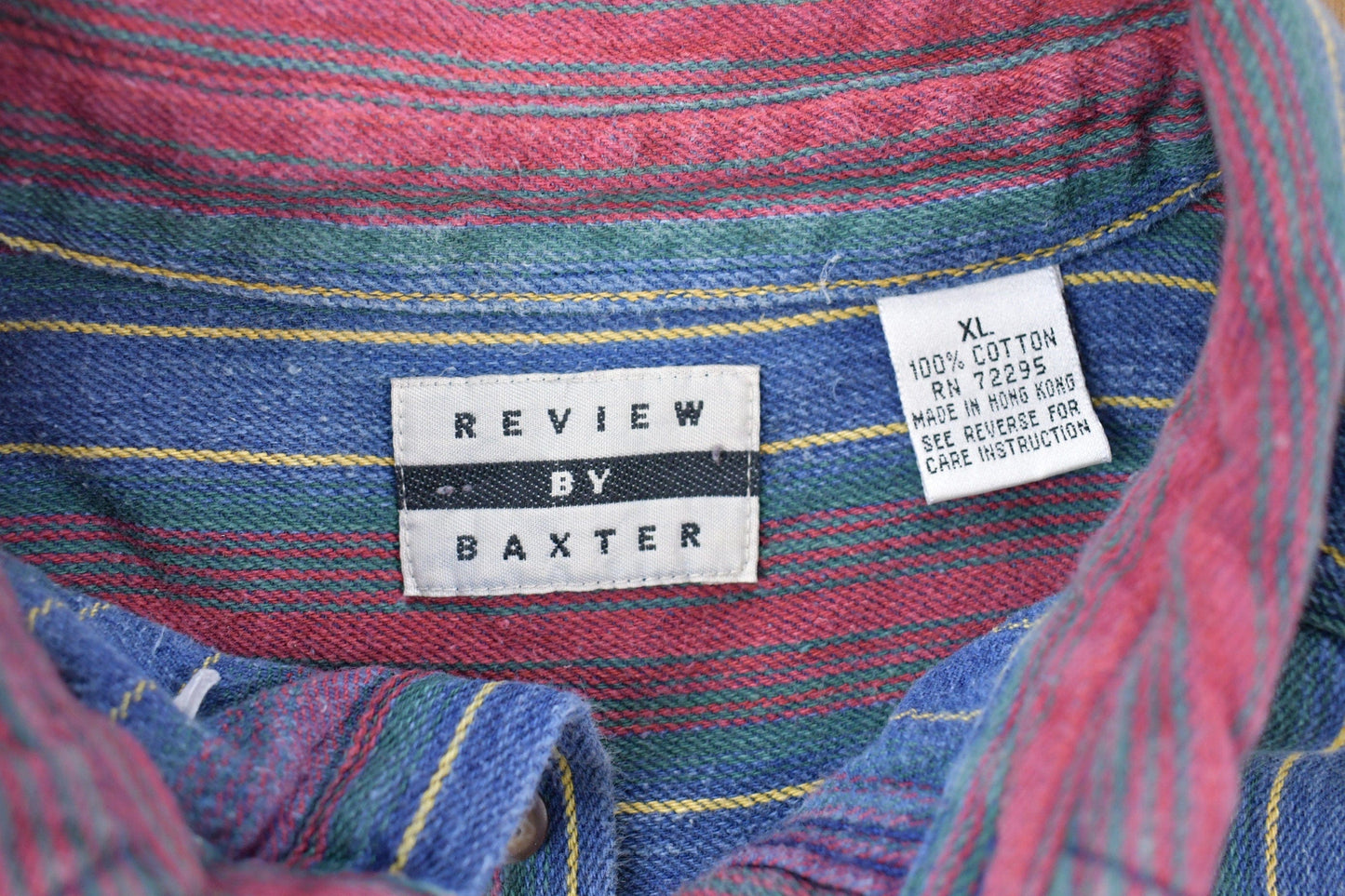 Vintage 1990s Review By Baxter Striped Button Up Shirt Men's Large from propervintagecanada