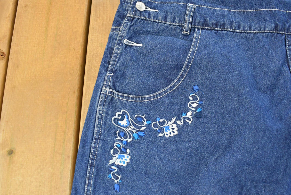 Vintage 1990s Revolt Floral Denim Overalls Men's 43 x 30 from propervintagecanada