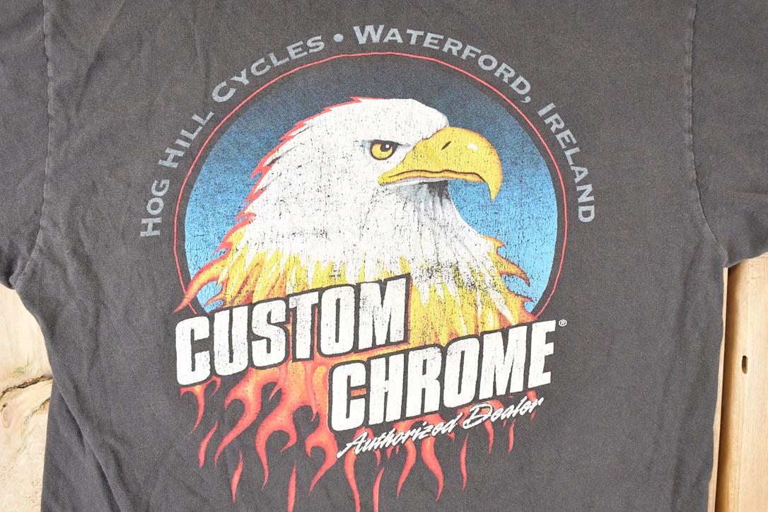 Vintage 1990s Revtech Custom Chrome Bald Eagle Motorcycle Souvenir T-Shirt Men's M from propervintagecanada