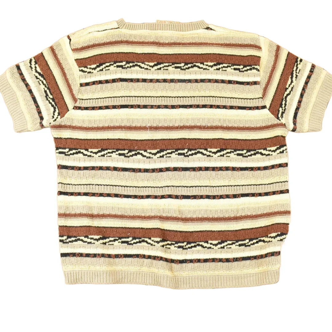 Vintage 1990s Rican Collection Abstract Striped Knit Crewneck Sweater Womens L from propervintagecanada