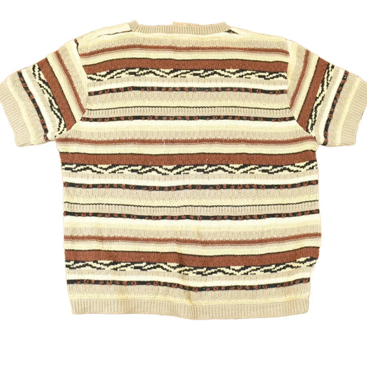 Vintage 1990s Rican Collection Abstract Striped Knit Crewneck Sweater Womens L from propervintagecanada
