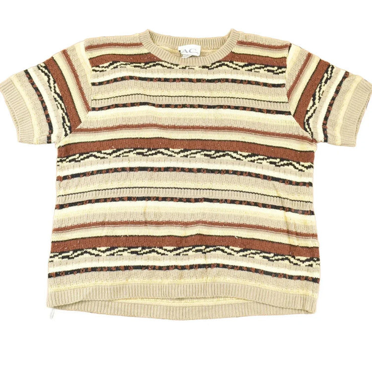 Vintage 1990s Rican Collection Abstract Striped Knit Crewneck Sweater Womens L from propervintagecanada