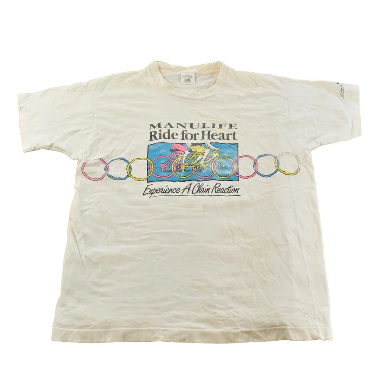Vintage 1990s Ride for Heart Cycling Souvenir Travel T-Shirt Men's XL from propervintagecanada