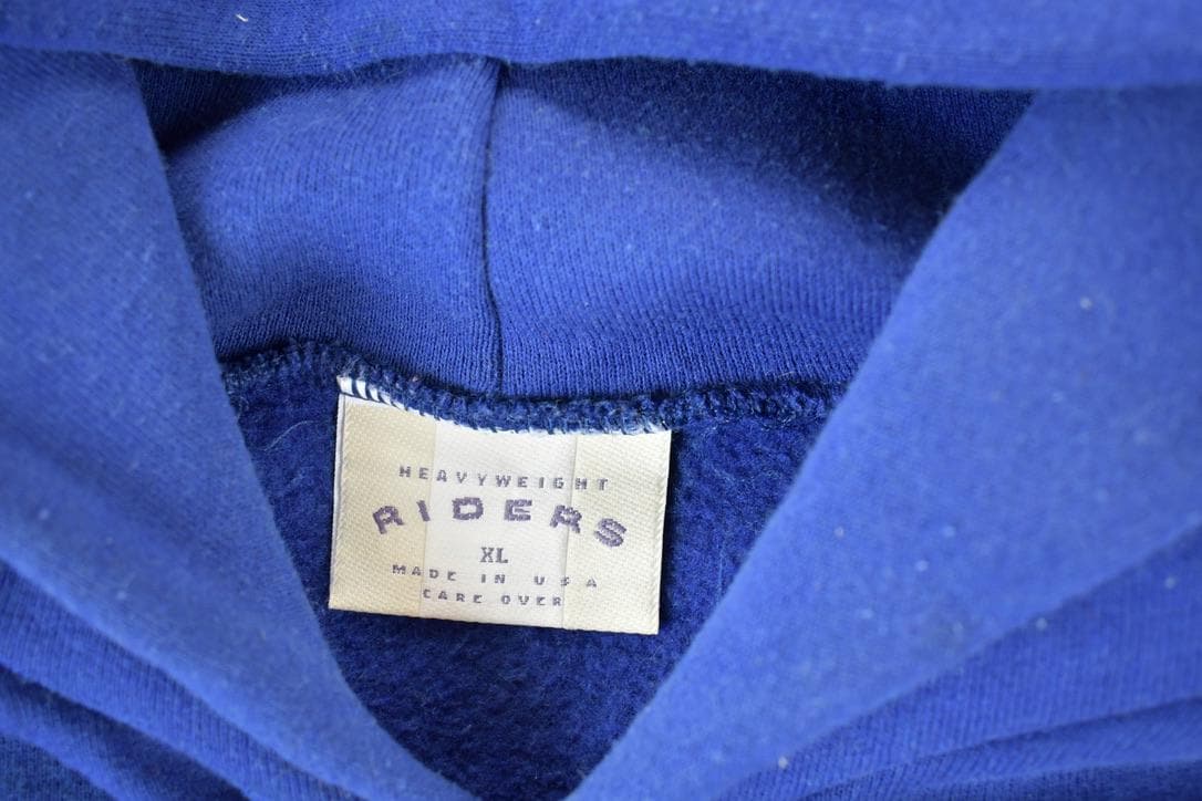 Vintage 1990s Riders Blank Hoodie Made In USA Men's XL from propervintagecanada