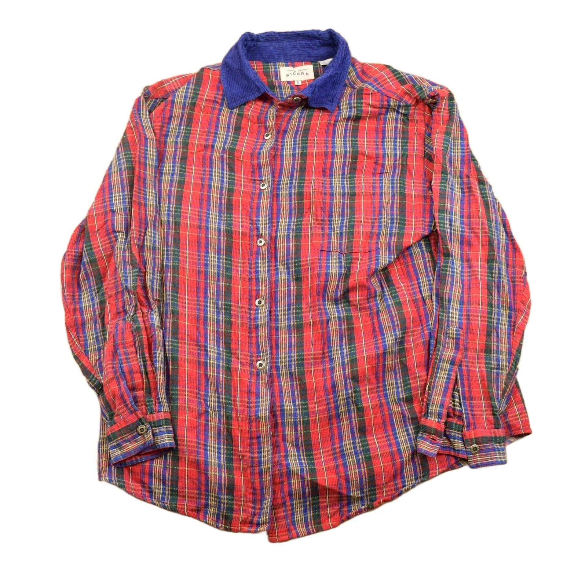 Vintage 1990s Riders Plaid Flannel Button Up Shirt Men's Medium from propervintagecanada