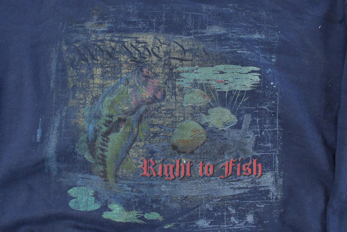 Vintage 1990s Right To Fishing Crewneck Sweatshirt Men's 2XL from propervintagecanada