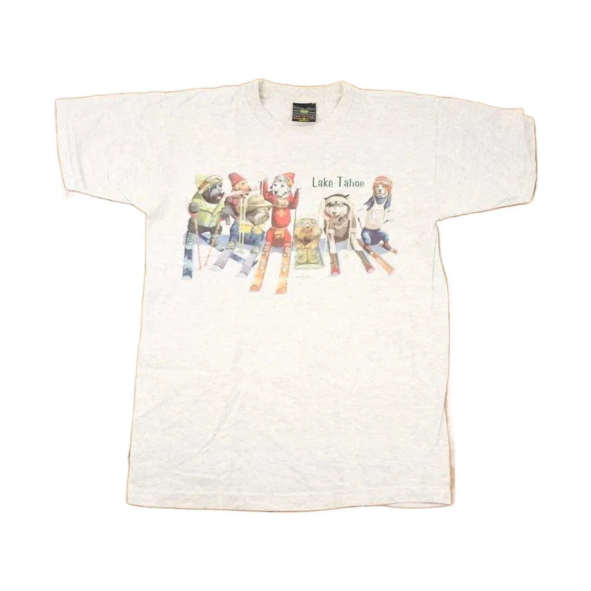 Vintage 1990s Robert Allen Lake Tahoe Ski Pups Souvenir Travel T-Shirt Men's M from propervintagecanada