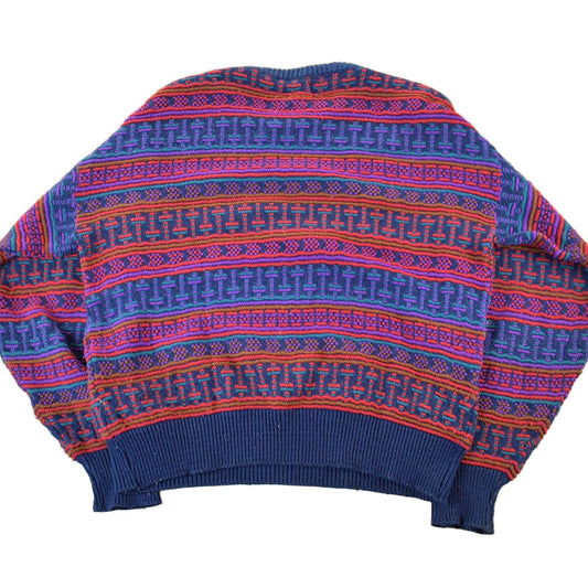 Vintage 1990s Robert Bruce Knit Striped Crewneck Sweater Men's Medium from propervintagecanada