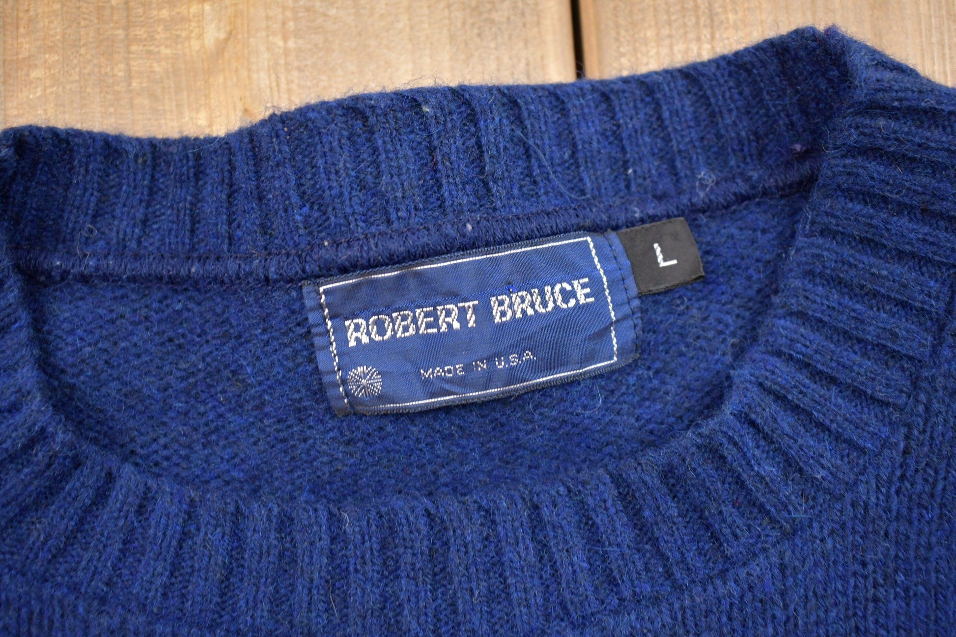 Vintage 1990s Robert Bruce Wool Knit Blank Crewneck Sweatshirt Men's Medium from propervintagecanada