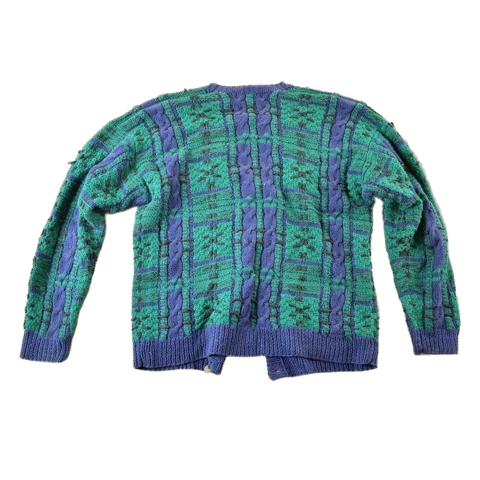 Vintage 1990s Robert Scott Knit Abstract Pattern Cardigan Sweater Womens M from propervintagecanada