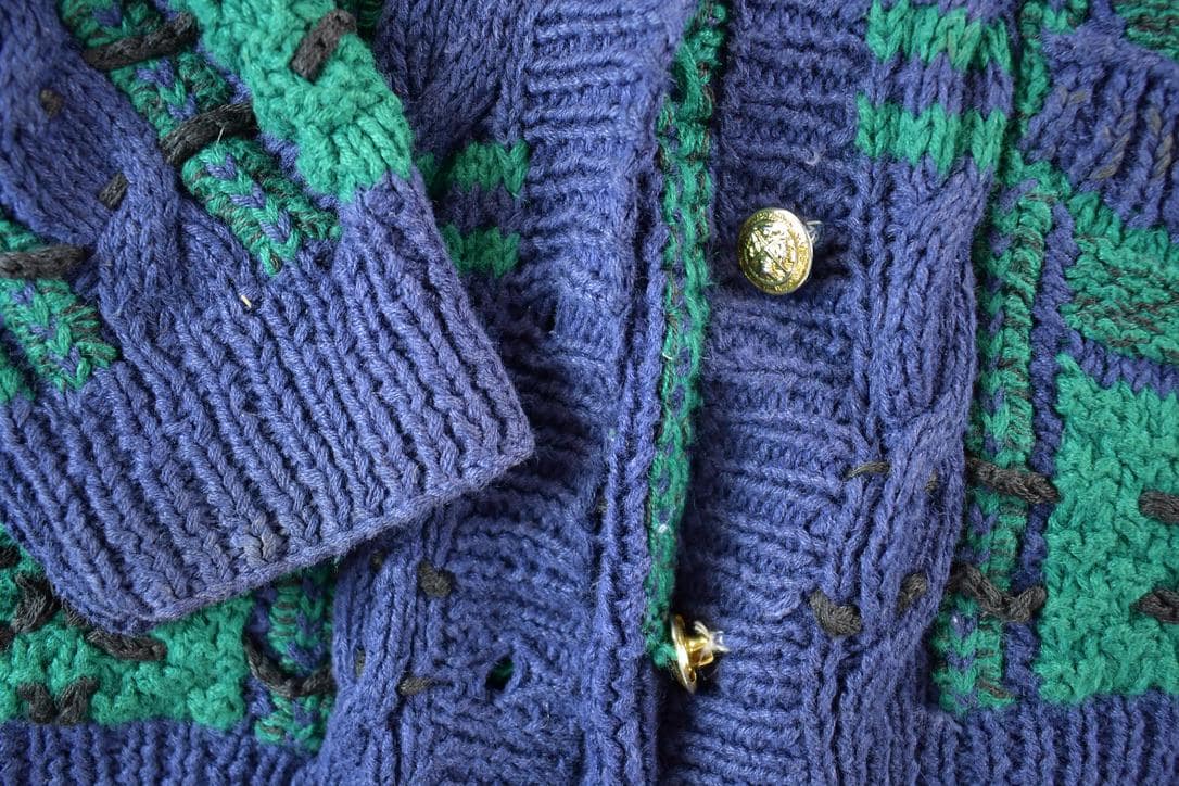 Vintage 1990s Robert Scott Knit Abstract Pattern Cardigan Sweater Womens M from propervintagecanada