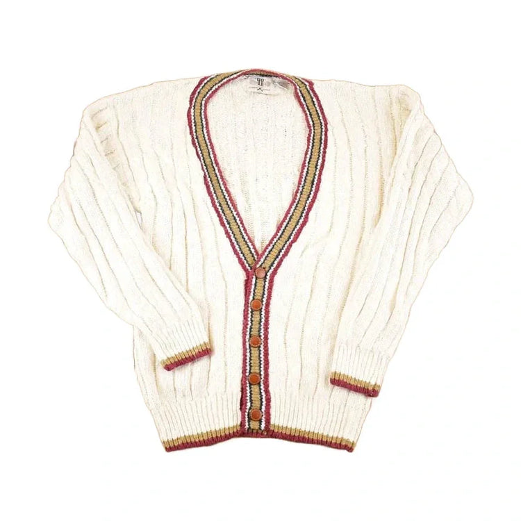 Vintage 1990s Robert Stock Loose Knit Tennis Cardigan Sweater Men's S from propervintagecanada