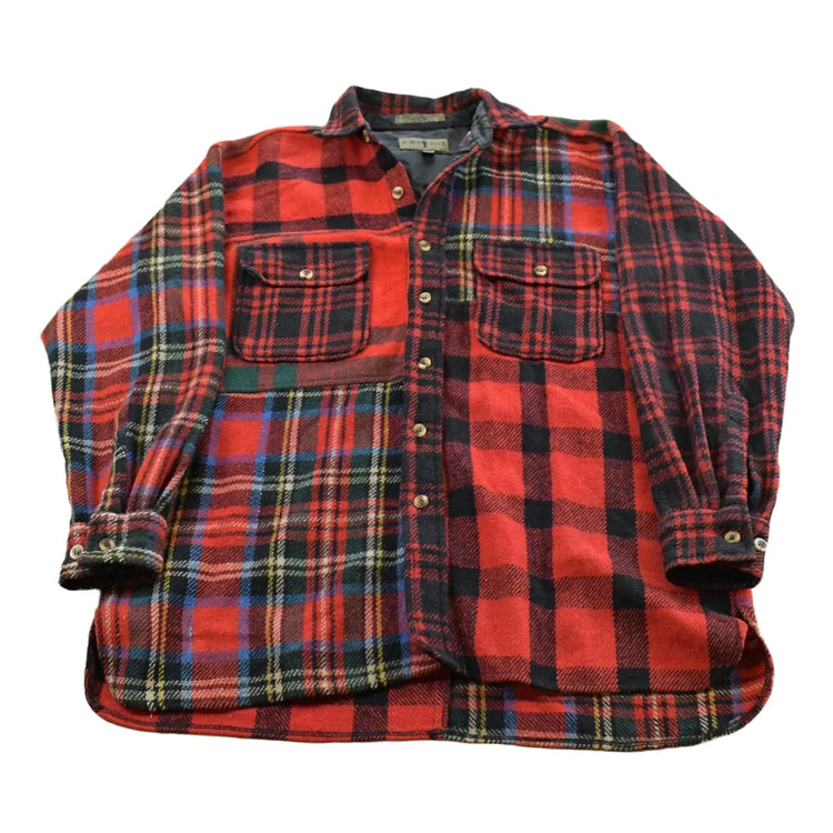 Vintage 1990s Robert Stock Wool Patchwork Plaid Button Up Flannel Shirt Men's M from propervintagecanada