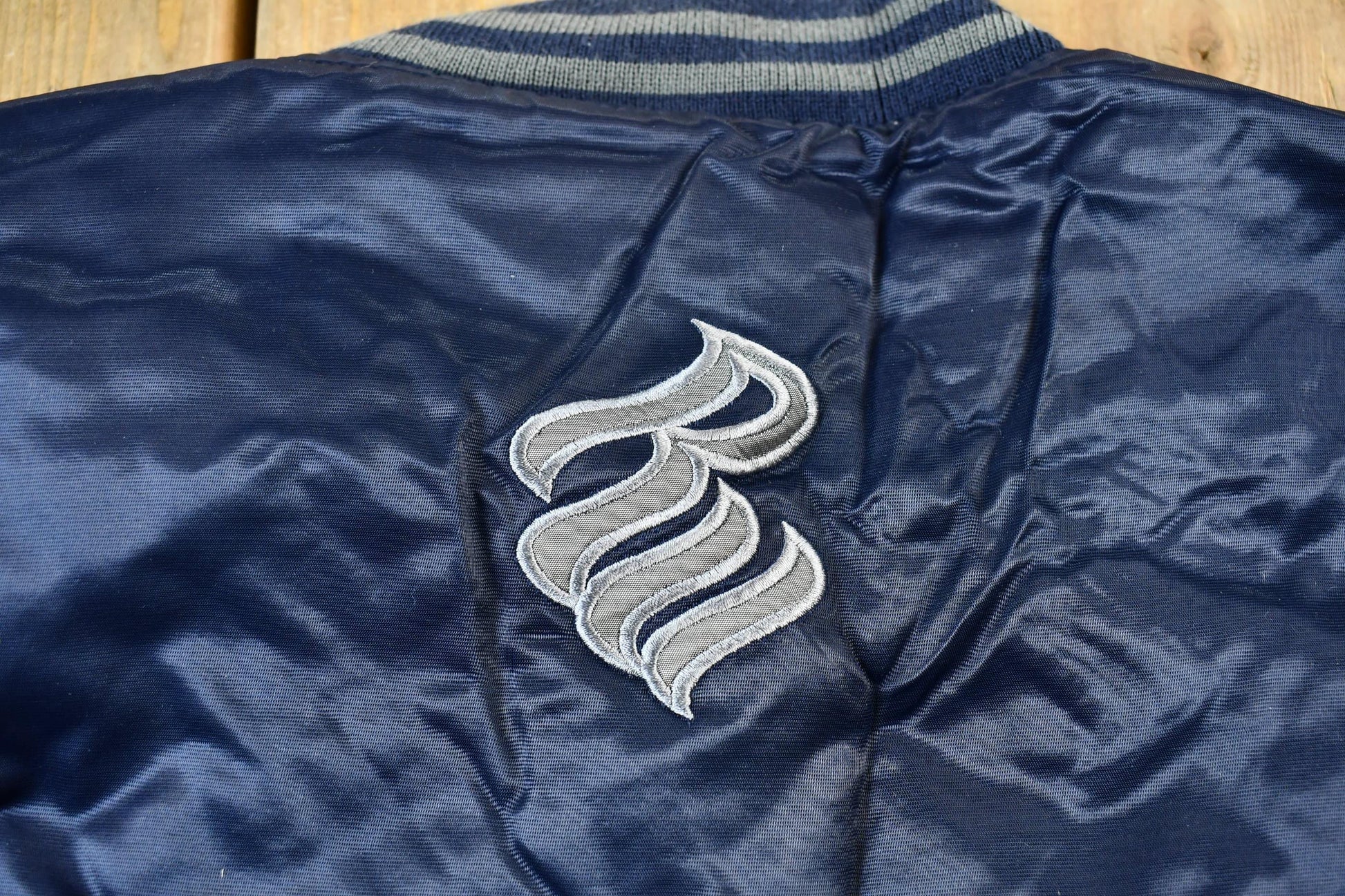 Vintage 1990s Rocawear Embroidered Snap Button Satin Bomber Jacket Men's Large from propervintagecanada
