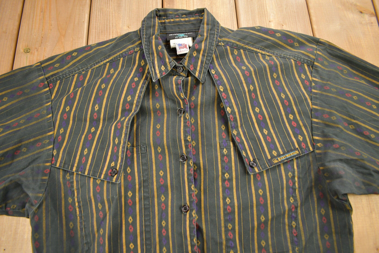 Vintage 1990s Rocky Mountain Clothing Striped Button Up Shirt Men's Medium from propervintagecanada