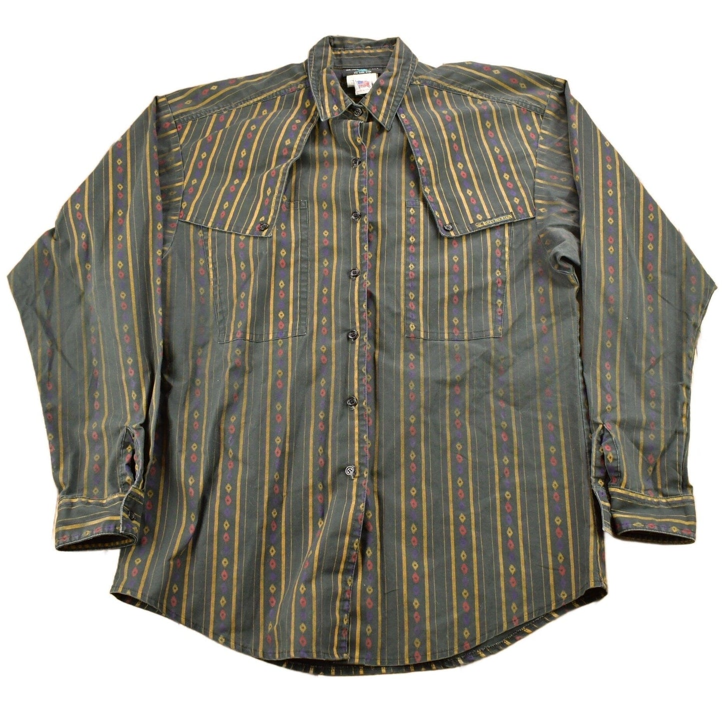 Vintage 1990s Rocky Mountain Clothing Striped Button Up Shirt Men's Medium from propervintagecanada