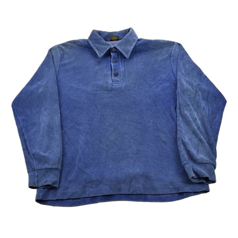 Vintage 1990s Romelli Blank Blue Collared Sweatshirt Men's Medium from propervintagecanada