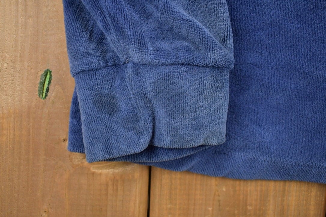 Vintage 1990s Romelli Blank Blue Collared Sweatshirt Men's Medium from propervintagecanada