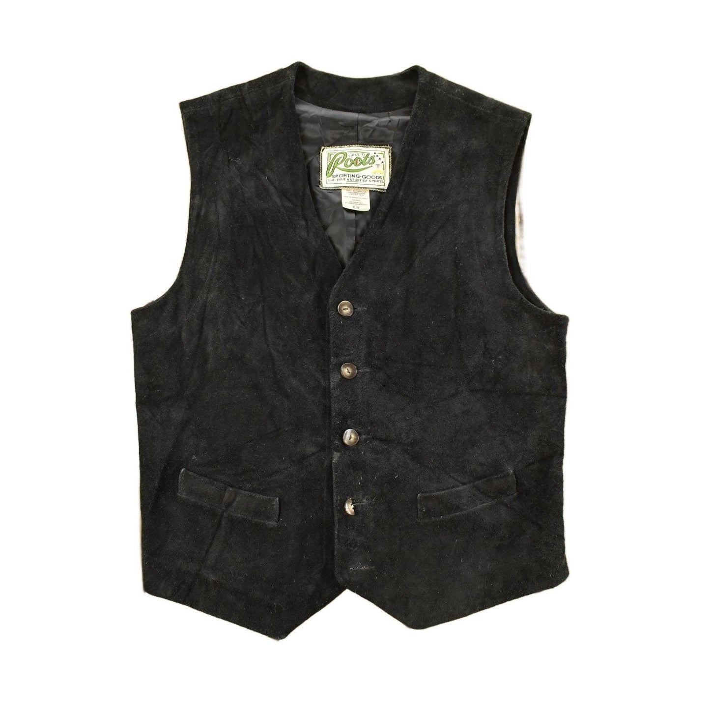 Vintage 1990s Roots Leather Suede Vest Men's Medium from propervintagecanada