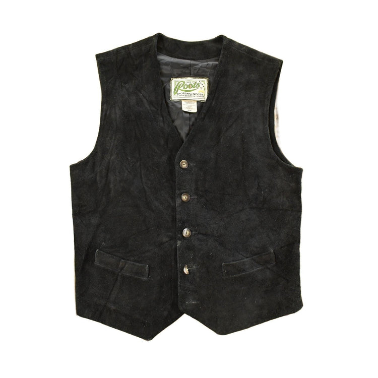 Vintage 1990s Roots Leather Suede Vest Men's Medium from propervintagecanada