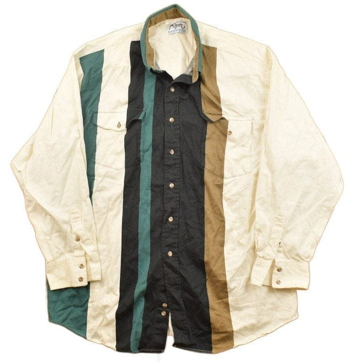 Vintage 1990s Ropen Striped Button Up Shirt Men's 2XL from propervintagecanada