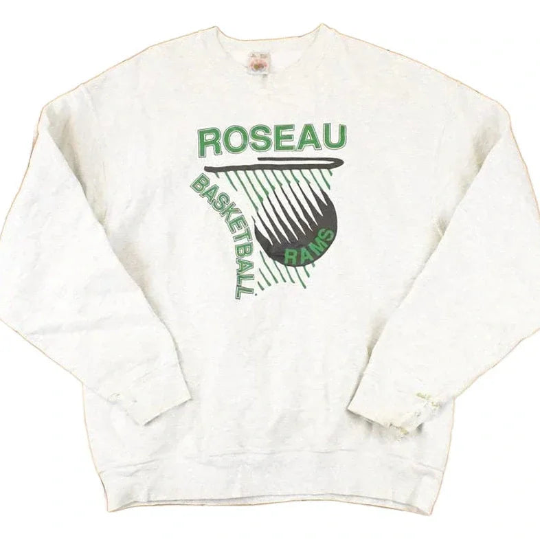 Vintage 1990s Roseau Rams Basketball Crewneck Sweater Mens L from propervintagecanada
