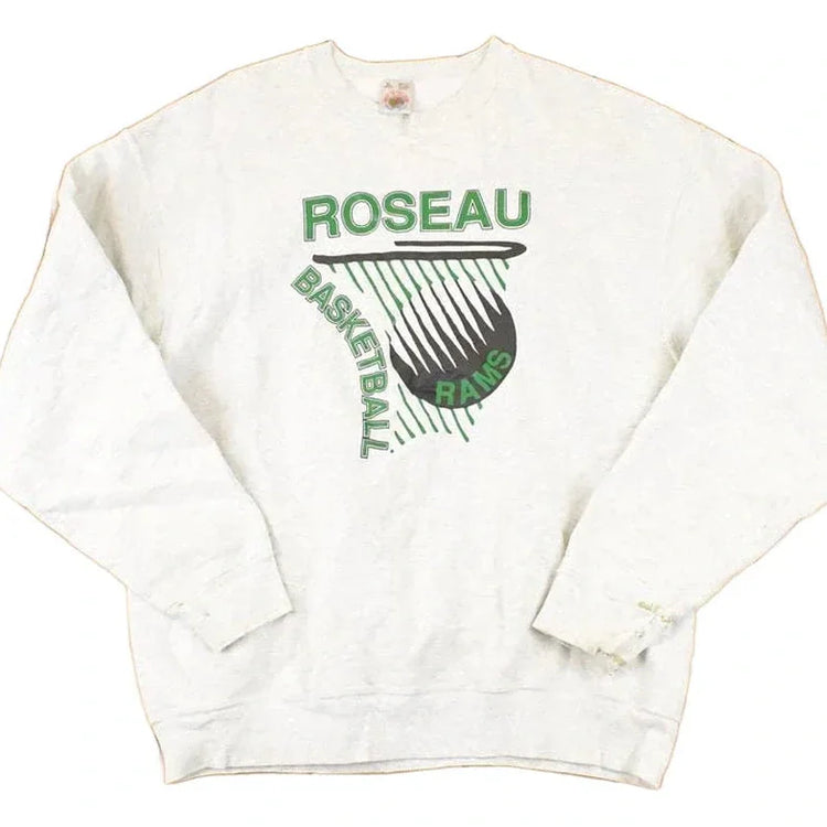 Vintage 1990s Roseau Rams Basketball Crewneck Sweater Mens L from propervintagecanada