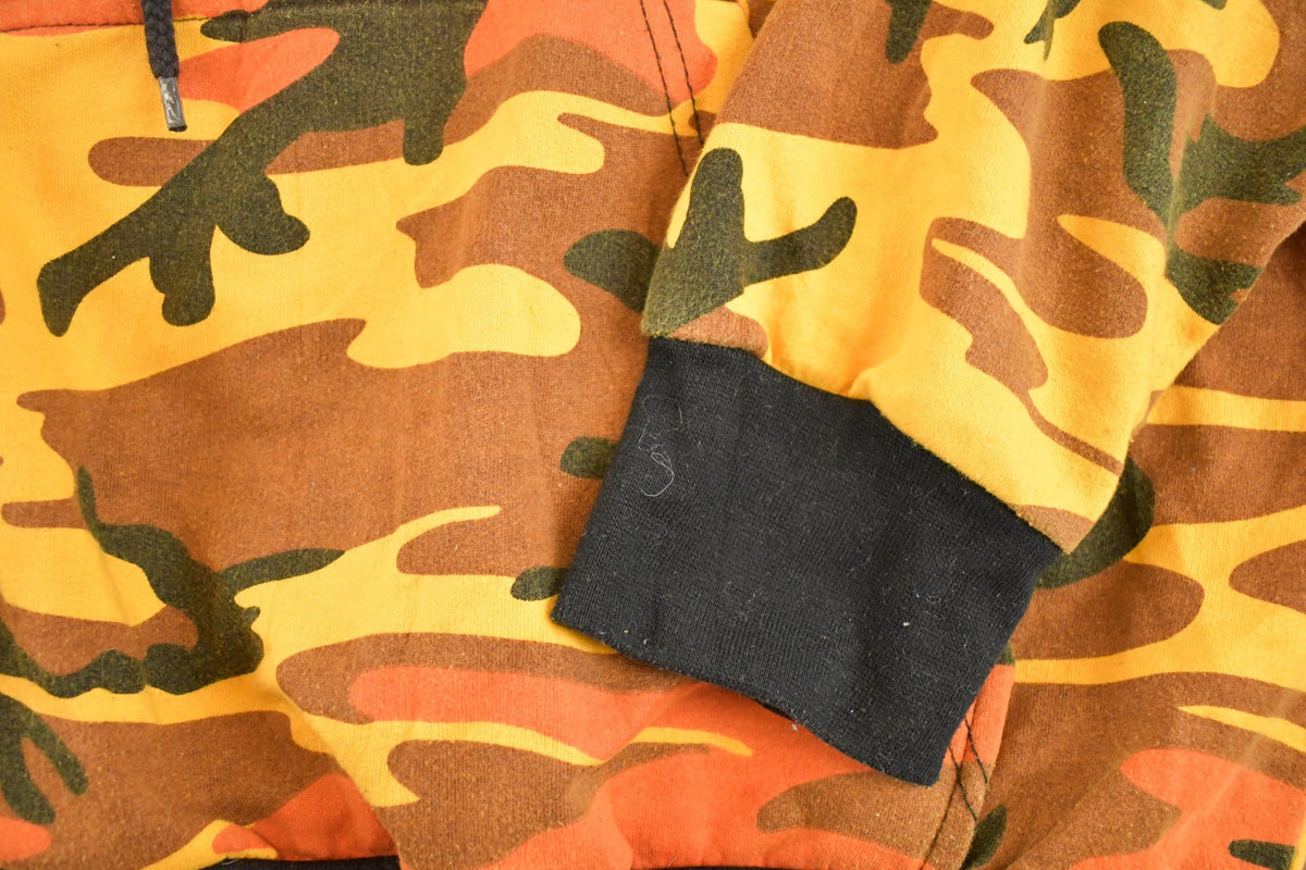 Vintage 1990s Rothco Orange Camo Hoodie Sweatshirt Mens L from propervintagecanada