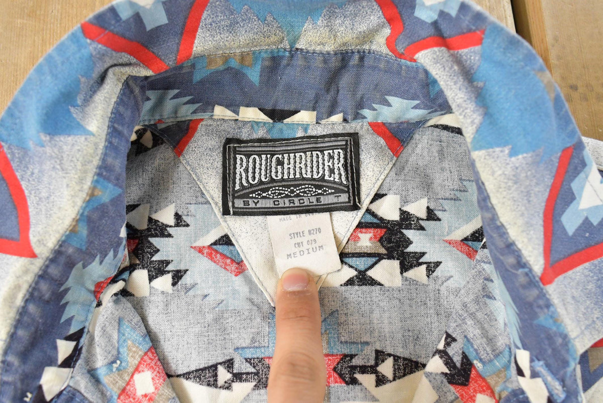 Vintage 1990s Roughrider Western Shirt Plaid Pearl Snap Short Sleeve Button Up Shirt Mens L Men's Medium from propervintagecanada
