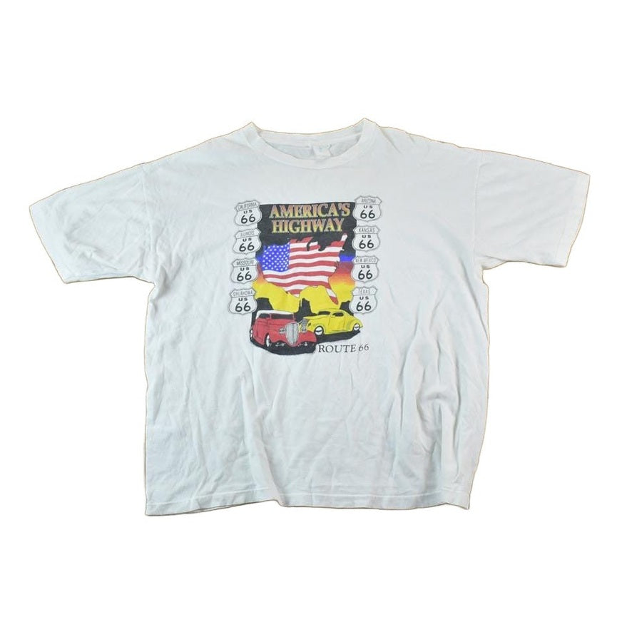 Vintage 1990s Route 66 Americas Highway Souvenir Single Stitch Graphic Print T-Shirt Men's XL from propervintagecanada